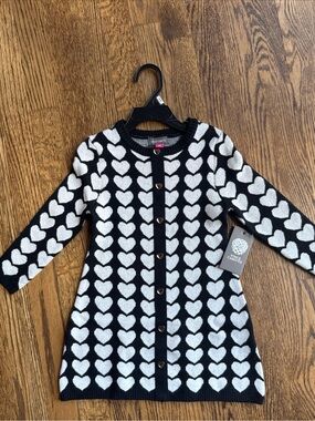 Vince Camuto Black and White Heart Knit Dress